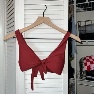 Burgundy Red Triangle Bikini Twist Top (S)